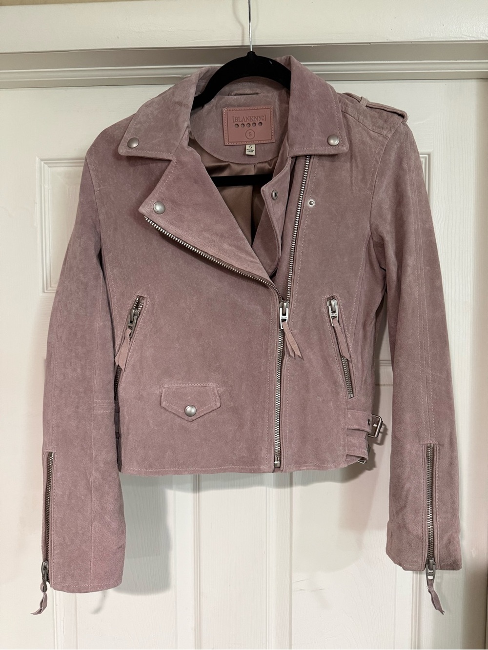 Blank NYC Dusty Pink Suede Moto Jacket